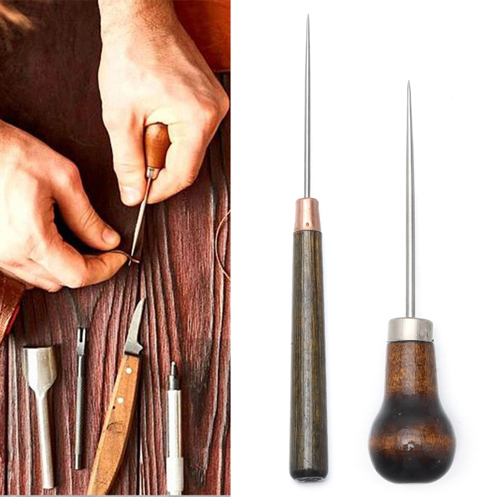 Leatherwork Needles - 1 adet dikiş Awl ahşap saplı
