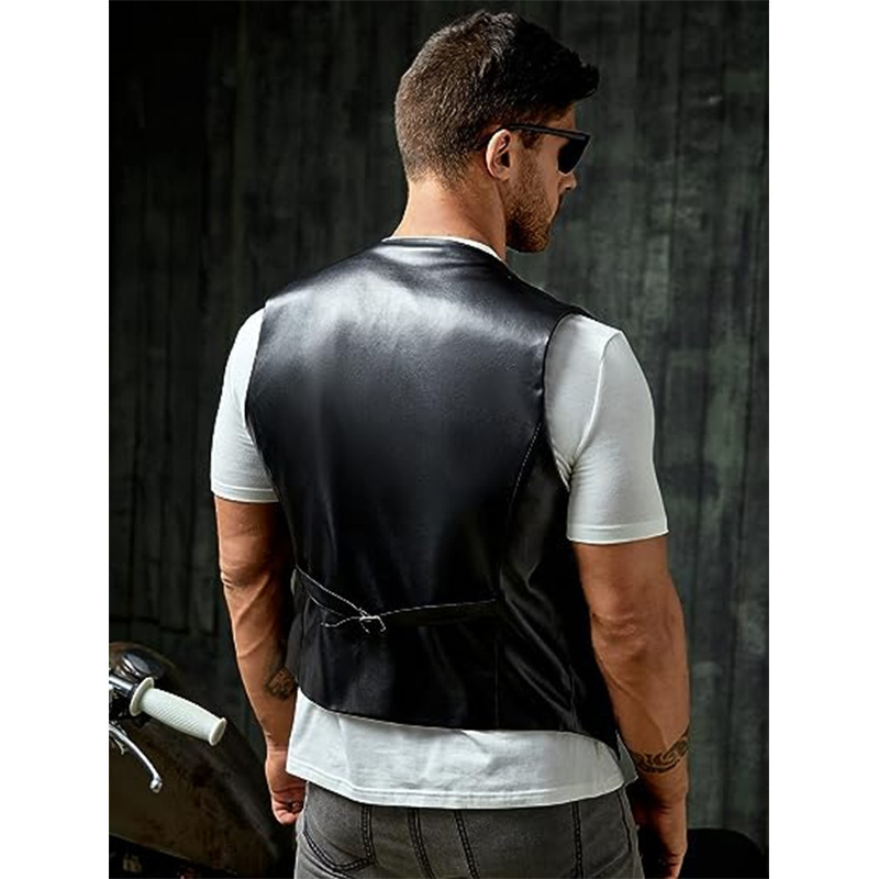 Yeni Basit Erkek PU Slim-fit D - Leather Work Vest incelemesi ve fiyatı