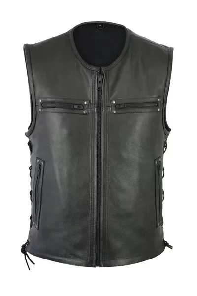 Yeni Düz Renk Dik Yaka Deri Ye - Leather Work Vest incelemesi ve fiyatı